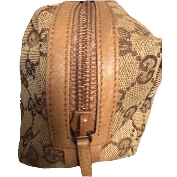 GUCCI Cosmetic Pouch Monogram GG Brown Canvas Bag